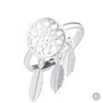 Bague attrape-rêves en argent, style western élégant