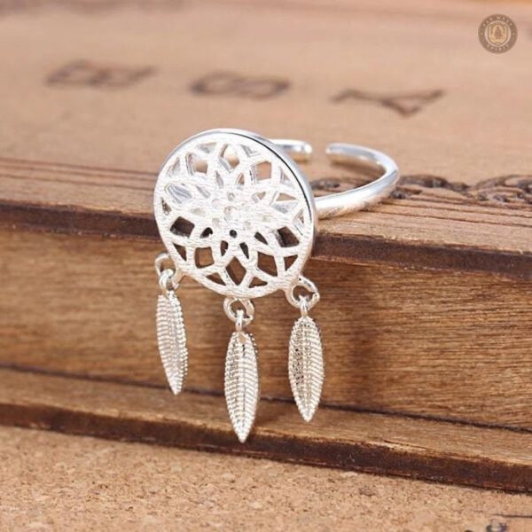 Bague en argent avec motif attrape-rêves, design unique