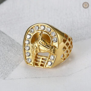 Bague western avec motif fer à cheval pour homme