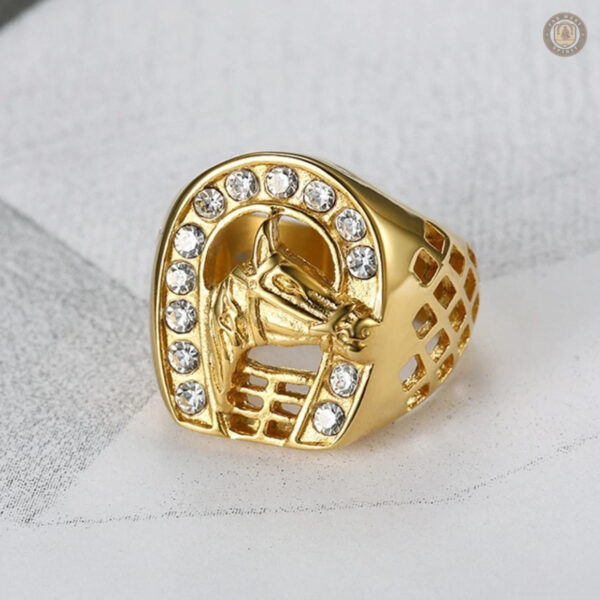 Bague western avec motif fer à cheval pour homme