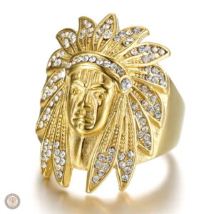 Bague homme indienne en or style western