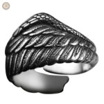 Bague Plume Aigle en argent, style western élégant