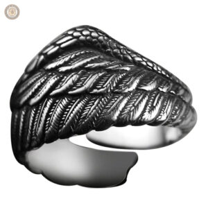 Bague Plume Aigle en argent, style western élégant