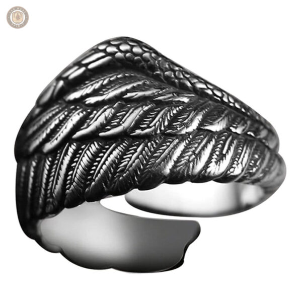 Bague Plume Aigle en argent, style western élégant