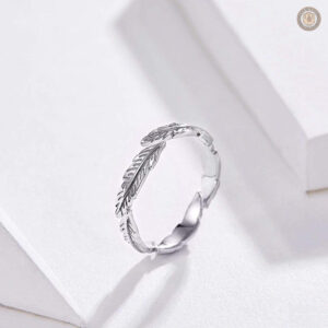 Bague western en argent, design plume élégante et ajustable