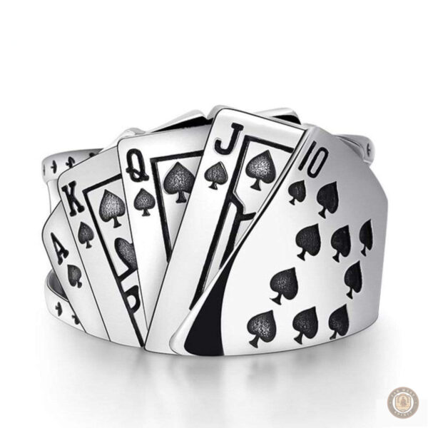 Bague Poker en argent au style western