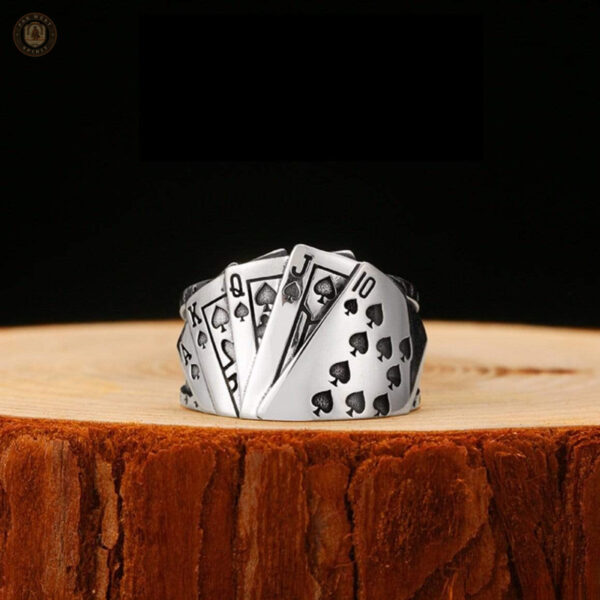 Bague western en argent avec motif poker