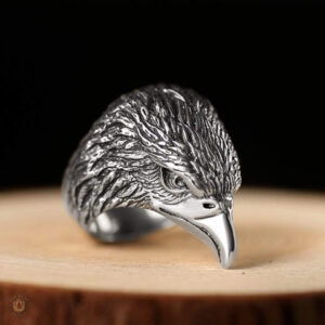 Bijou western, bague tête d'aigle en argent