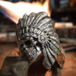 Bague homme avec motif tête d'Indien, design unique western