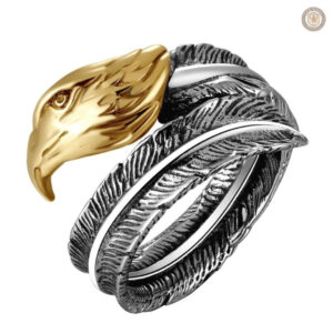 Bague argentée avec motif aigle, style western