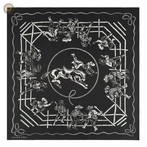 Accessoire de mode western, bandana motif rodéo en tissu léger