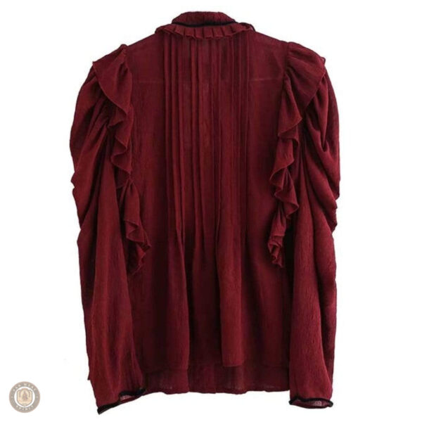 Blouse à manches longues bordeaux, parfaite pour un look western