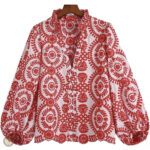 Blouse brodée style cowboy pour femme