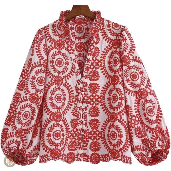 Blouse brodée style cowboy pour femme