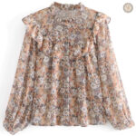 Blouse cowboy marron pour femme, style western élégant