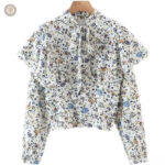 Blouse florale style cowboy pour femme