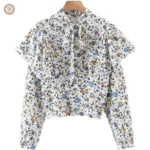 Blouse florale style cowboy pour femme