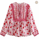 Blouse western florale pour femme, style décontracté et élégant