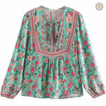 Vêtements western femme, blouse à motifs floraux vibrants