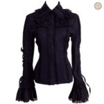Blouse noire à découpe western pour femme