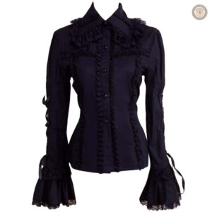 Blouse noire à découpe western pour femme