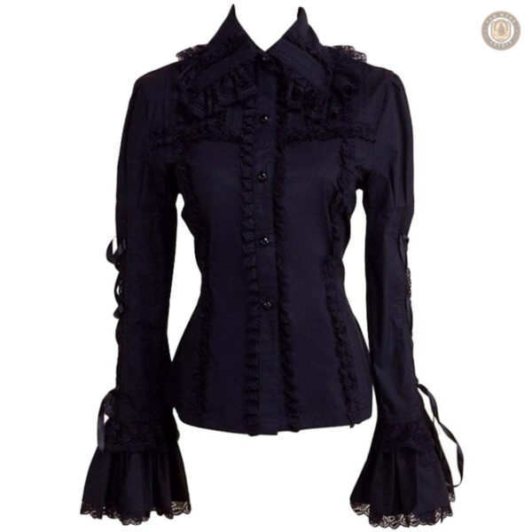 Blouse noire à découpe western pour femme