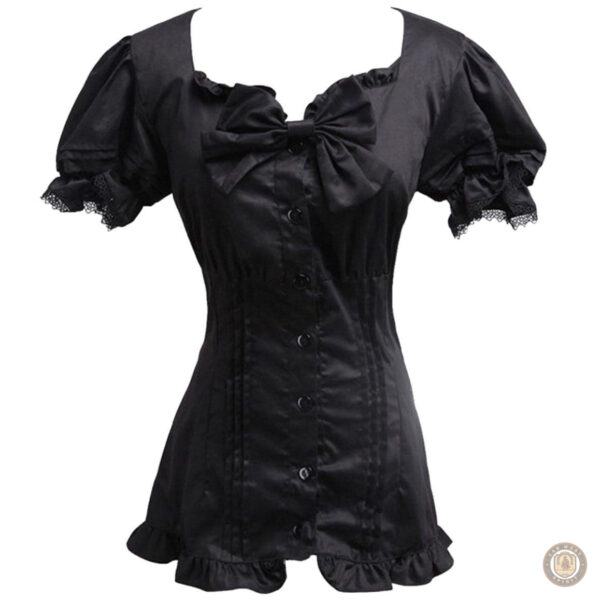Blouse noire style country pour femme