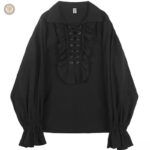 Blouse western noire pour femme, style élégant et décontracté