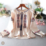 Blouse western femme élégante à motifs traditionnels