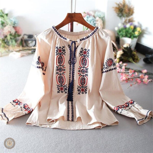 Blouse western femme élégante à motifs traditionnels