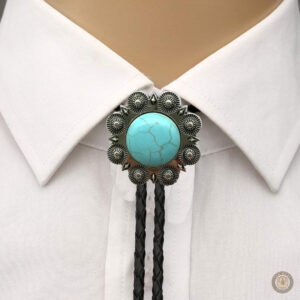 Accessoire bolo tie, style unique avec pierre bleue