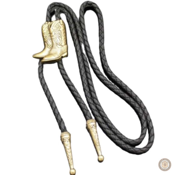 Bolo Tie Cowboy en cuir avec motif traditionnel