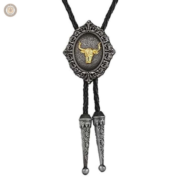 Bolo tie en cuir avec motif de buffle
