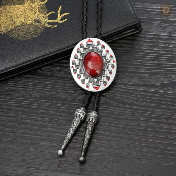 Accessoire de mode bolo tie homme en rouge vibrant