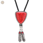 Bolo tie avec motif amérindien et couleur turquoise