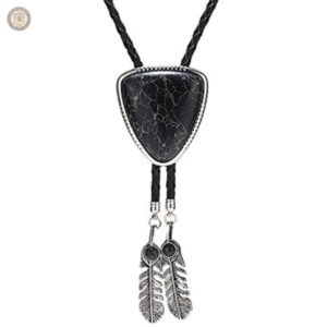 Style western : bolo tie turquoise avec design culturel