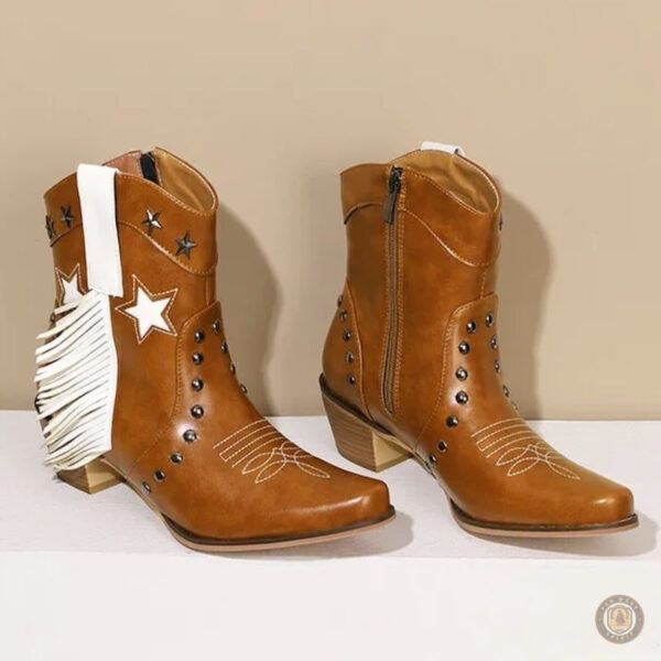 Bottines country féminines, couleur rouge vibrante