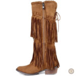 Bottes Cowboy en cuir pour femme avec détails frangés
