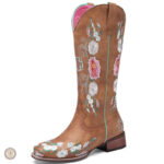 Bottes femmes style cowboy en cuir élégant