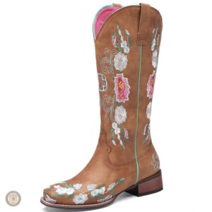 Bottes femmes style cowboy en cuir élégant