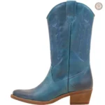 Bottes cowboy bleues en cuir, look tendance pour les femmes