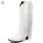 Bottes Cowboy Blanches à Franges pour Femme