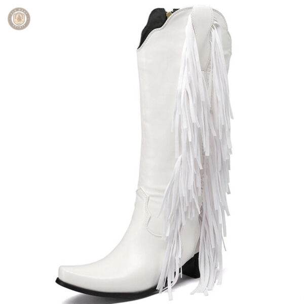 Bottes Cowboy Blanches à Franges pour Femme