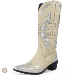 Bottes cowboy beiges pour femme