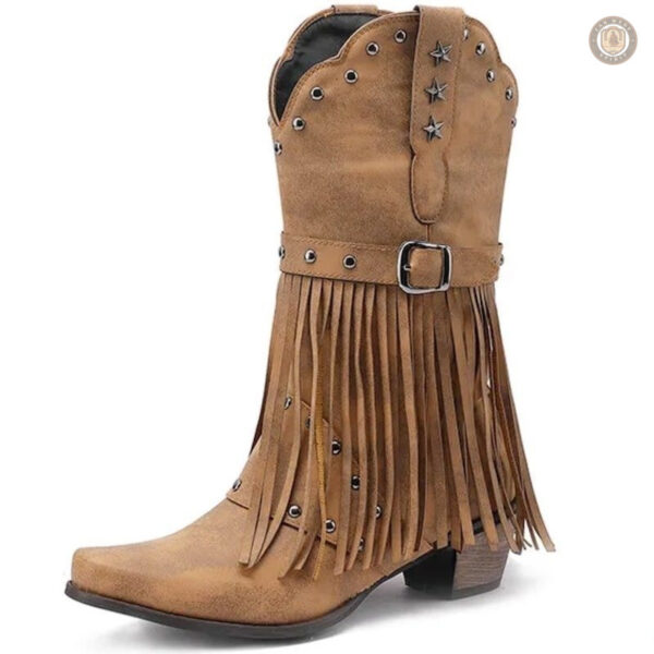 Bottes cowboy marron pour femme, style classique et élégant