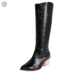 Bottes cowboy hautes pour femme en cuir