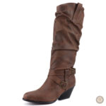Bottes Western femme en cuir avec design traditionnel
