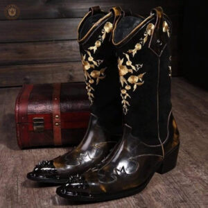 Bottes cowboy en cuir, design élégant et confortable