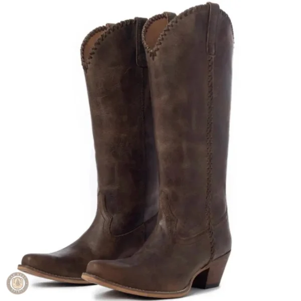 Bottes en cuir pour femme, design cowboy élégant