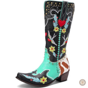 Bottes Western Femme Fleurs au design floral élégant